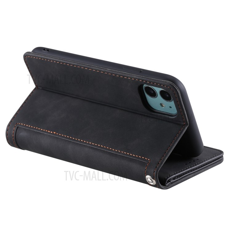 Zipper Pocket 9 Card Slots Leather Wallet with Stand Case for iPhone 11 6.1 inch - Black-16