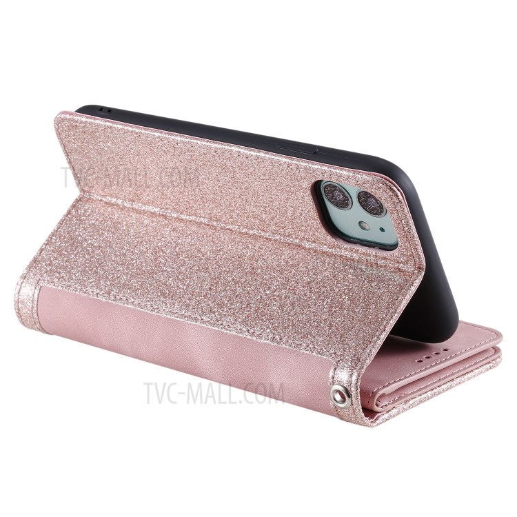Zipper Pocket 9 Card Slots Leather Wallet with Stand Case for iPhone 11 6.1 inch - Rose Gold-16