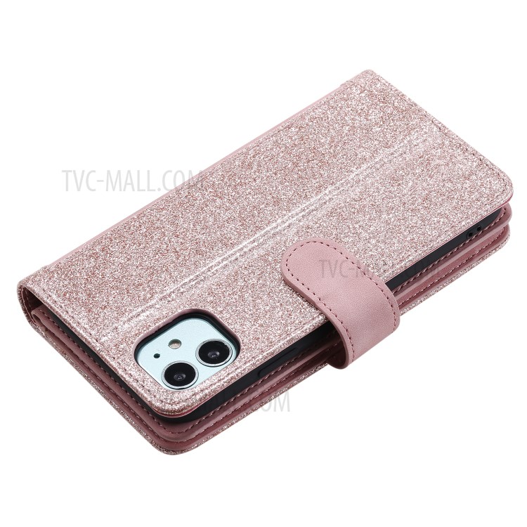 Zipper Pocket 9 Card Slots Leather Wallet with Stand Case for iPhone 11 6.1 inch - Rose Gold-19