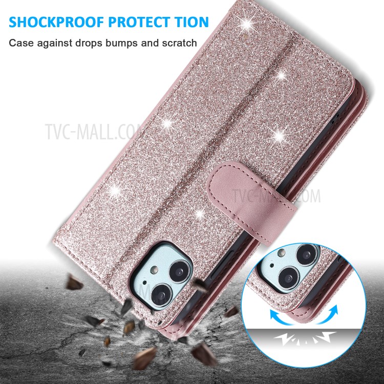 Zipper Pocket 9 Card Slots Leather Wallet with Stand Case for iPhone 11 6.1 inch - Rose Gold-7