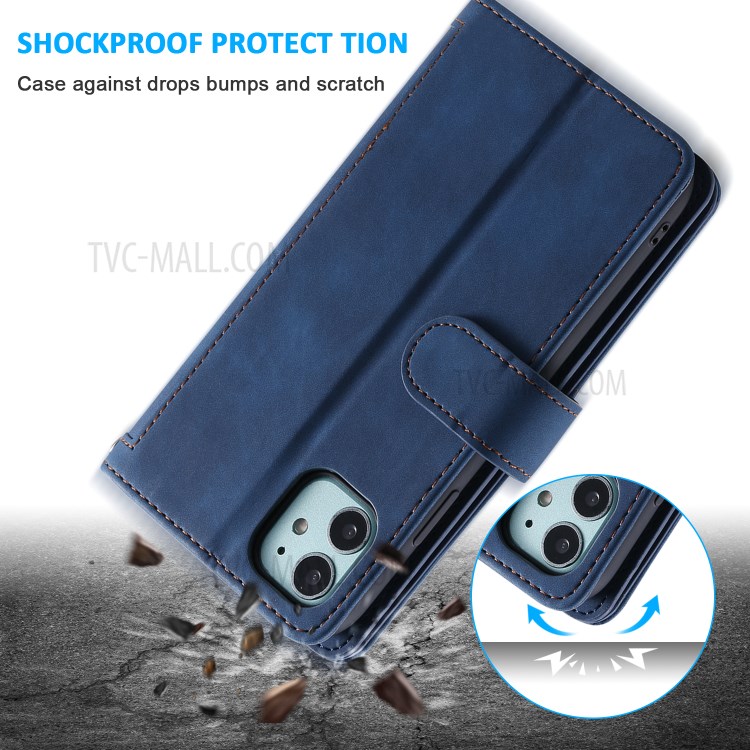 Zipper Pocket 9 Card Slots Leather Wallet with Stand Case for iPhone 11 6.1 inch - Blue-7