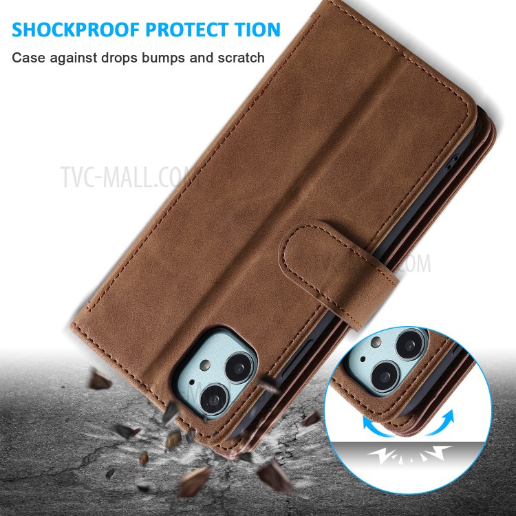 Zipper Pocket 9 Card Slots Leather Wallet with Stand Case for iPhone 11 6.1 inch - Coffee-7