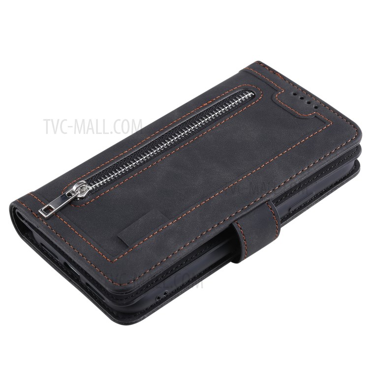 Multiple 9 Card Slots Zipper Wallet Leather Case for iPhone 11 Pro Max 6.5 inch - Black-18