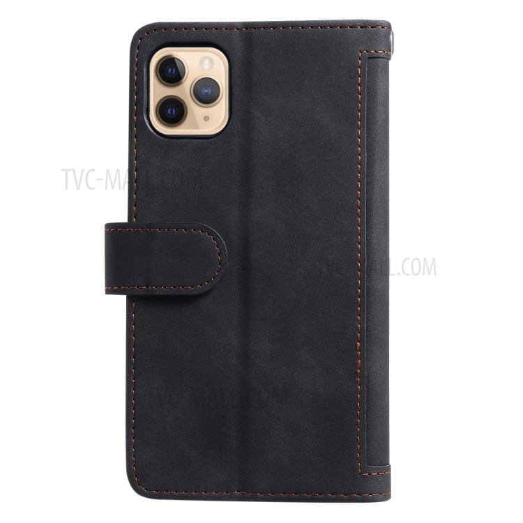 Multiple 9 Card Slots Zipper Wallet Leather Case for iPhone 11 Pro Max 6.5 inch - Black-3