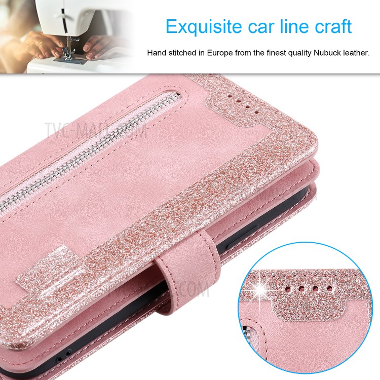 Multiple 9 Card Slots Zipper Wallet Leather Case for iPhone 11 Pro Max 6.5 inch - Pink-8