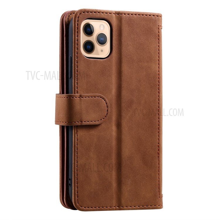 Multiple 9 Card Slots Zipper Wallet Leather Case for iPhone 11 Pro Max 6.5 inch - Brown-15