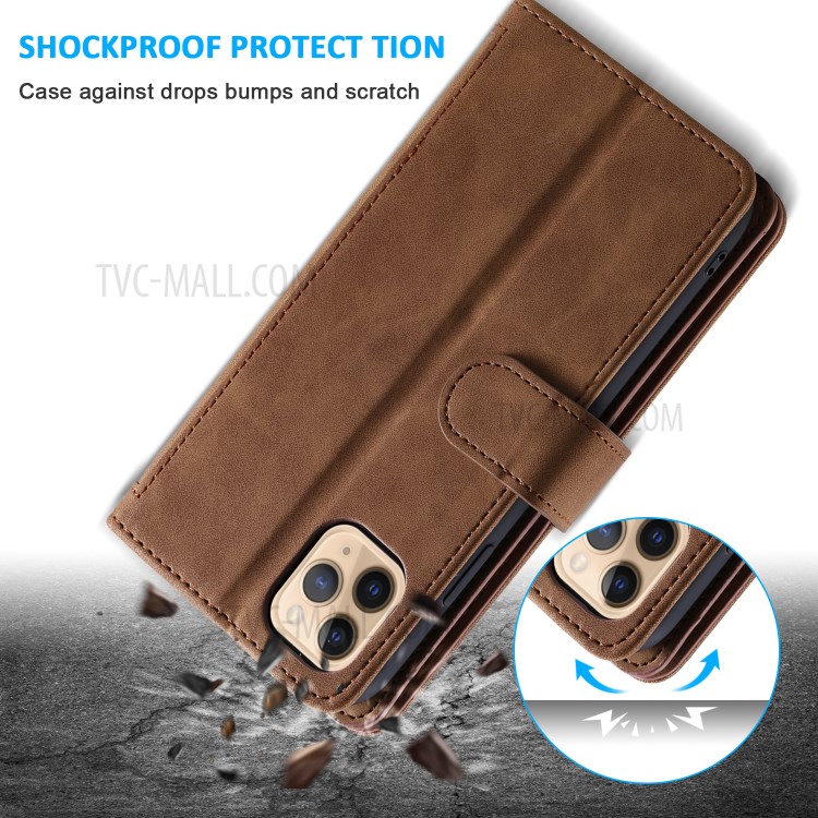 Multiple 9 Card Slots Zipper Wallet Leather Case for iPhone 11 Pro Max 6.5 inch - Brown-6