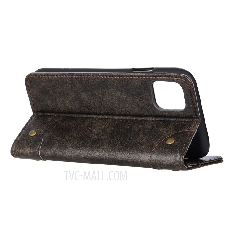 Auto-absorbed Wallet Leather Phone Case for iPhone 12 Pro Max 6.7 inch Coffee-6