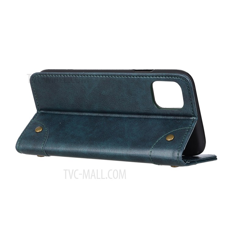 Auto-absorbed Wallet Leather Phone Case for iPhone 12 Pro Max 6.7 inch Blue-7