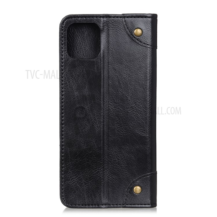Custodia In Pelle Spaccato Auto-assorbito Cavallo Pazzo Per IPhone 12 Pro Max 6,7 Pollici - Nero-8