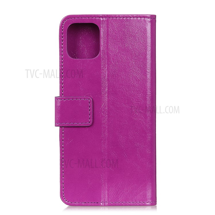 Crazy Horse Skin Leather Stand Case for iPhone 12 Pro Max 6.7 inch - Purple-4