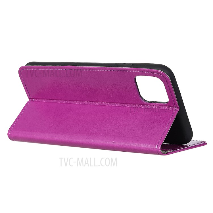 Crazy Horse Skin Leather Stand Case for iPhone 12 Pro Max 6.7 inch - Purple-5