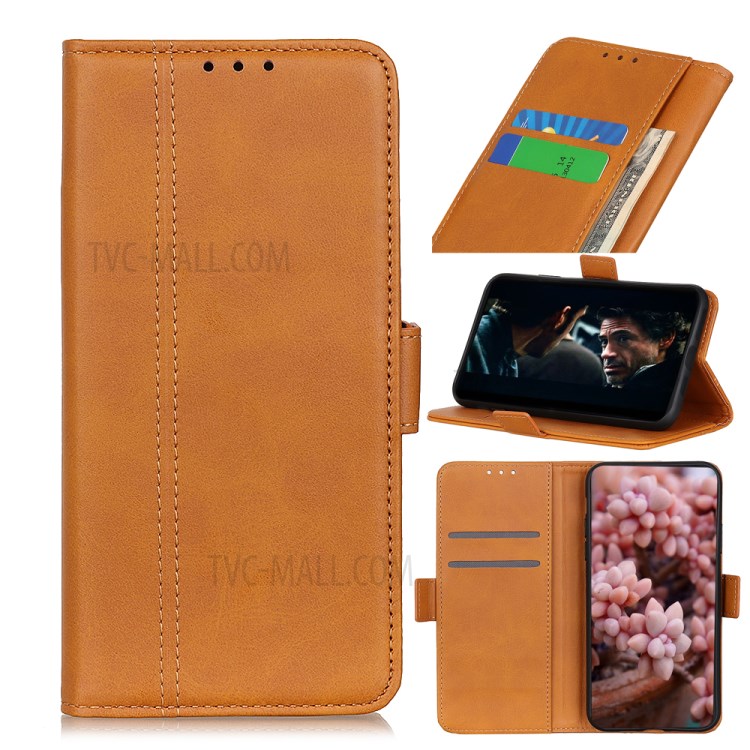 Protective Magnet Adsorption Leather Stand Wallet Phone Cover for iPhone 12 5.4 inch - Brown-1