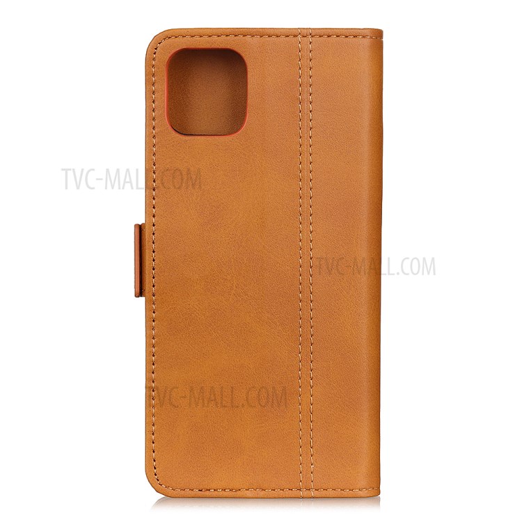 Protective Magnet Adsorption Leather Stand Wallet Phone Cover for iPhone 12 5.4 inch - Brown-3