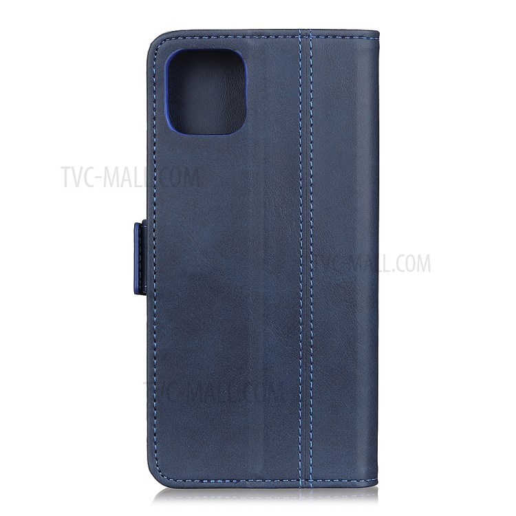 Protective Magnet Adsorption Leather Stand Wallet Phone Cover for iPhone 12 5.4 inch - Blue-3