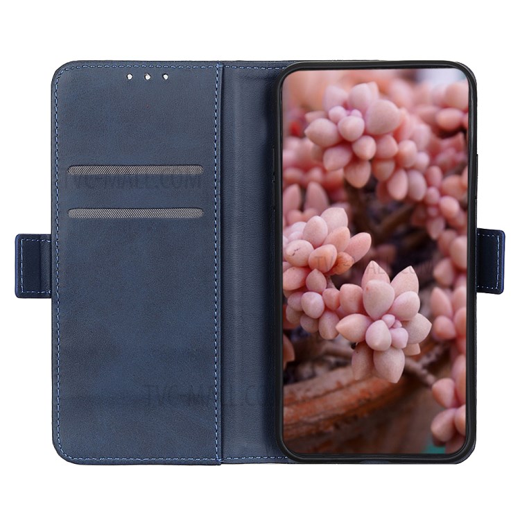 Protective Magnet Adsorption Leather Stand Wallet Phone Cover for iPhone 12 5.4 inch - Blue-4