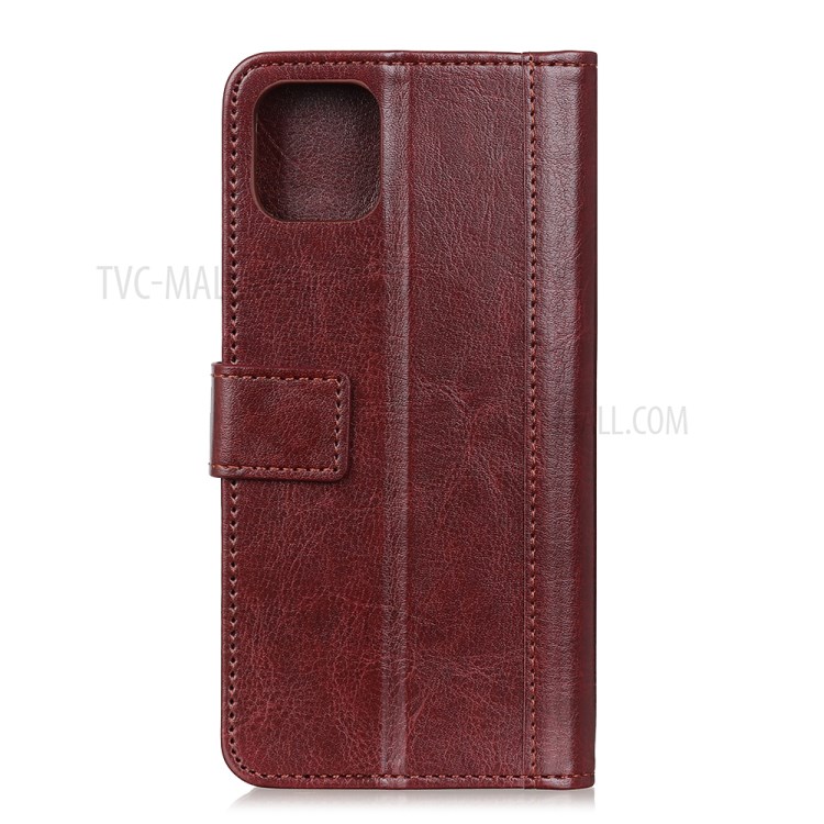 Rivet Decor Crazy Horse Leather Shell Wallet Phone Case Cover for iPhone 12 5.4 inch - Brown-3