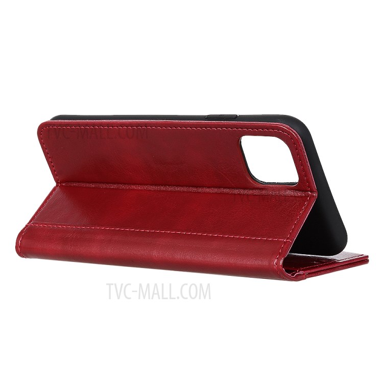 Rivet Decor Crazy Horse Leather Shell Wallet Phone Case Cover for iPhone 12 5.4 inch - Red-8