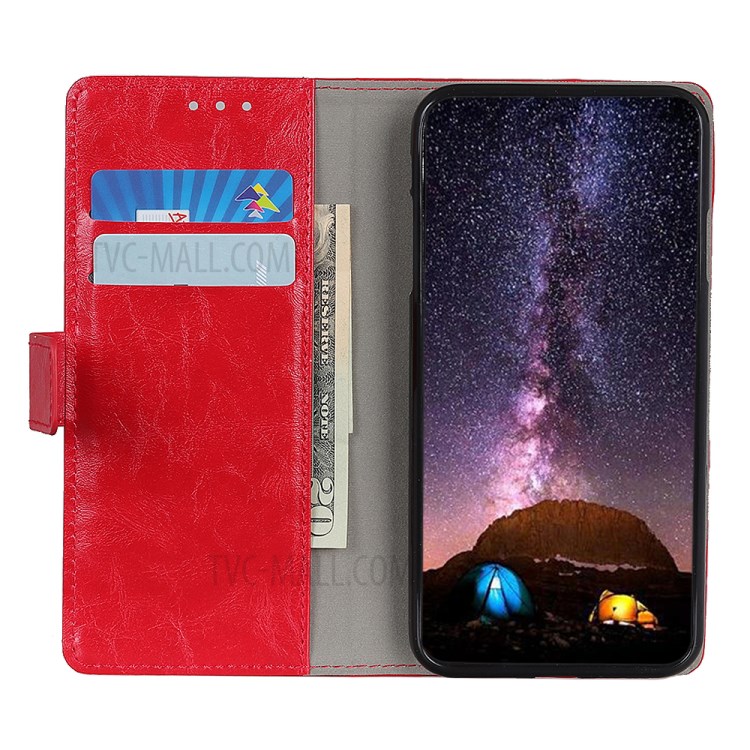 Protective Shell Crazy Horse Texture Wallet Leather Stand Case for iPhone 12 5.4 inch - Red-3
