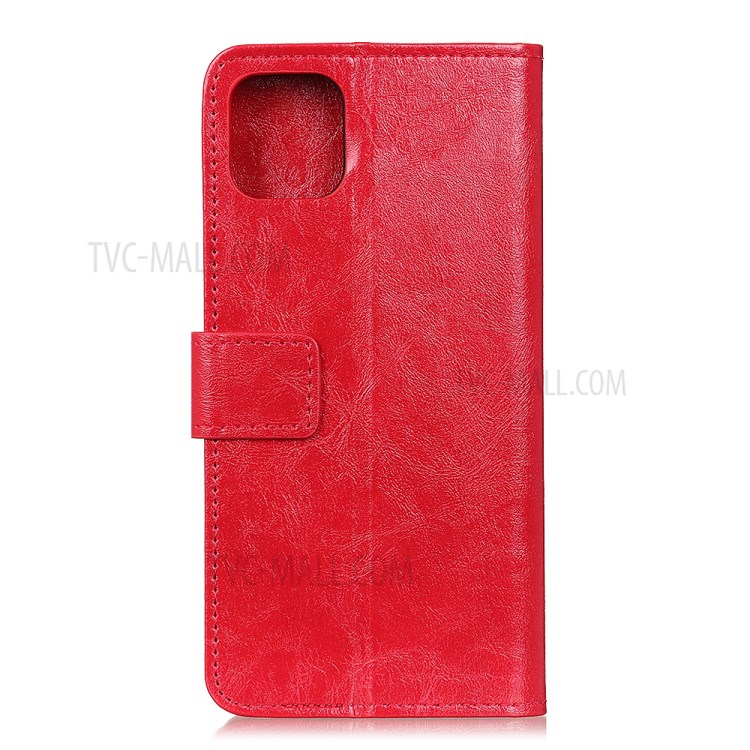 Protective Shell Crazy Horse Texture Wallet Leather Stand Case for iPhone 12 5.4 inch - Red-8