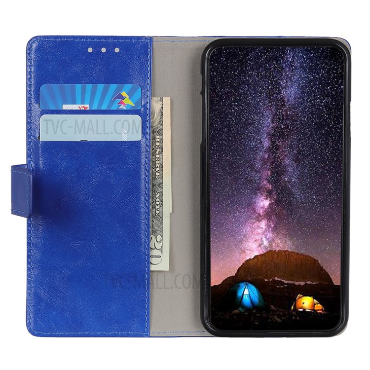 Protective Shell Crazy Horse Texture Wallet Leather Stand Case for iPhone 12 5.4 inch - Blue-3