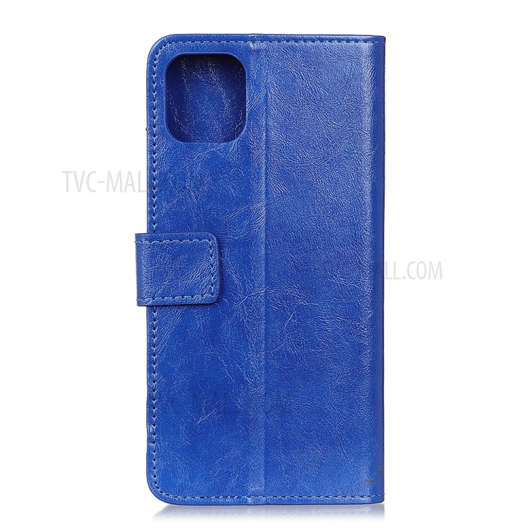 Protective Shell Crazy Horse Texture Wallet Leather Stand Case for iPhone 12 5.4 inch - Blue-4