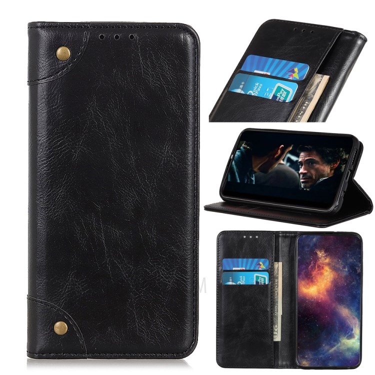 Crazy Horse Auto-absorbed Split Leather Wallet Cover for iPhone 12 5.4 inch - Black-1