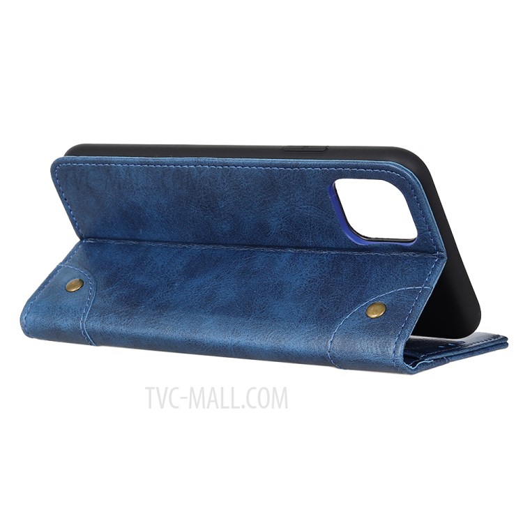 Crazy Horse Auto-absorbed Split Leather Wallet Cover for iPhone 12 5.4 inch - Blue-7