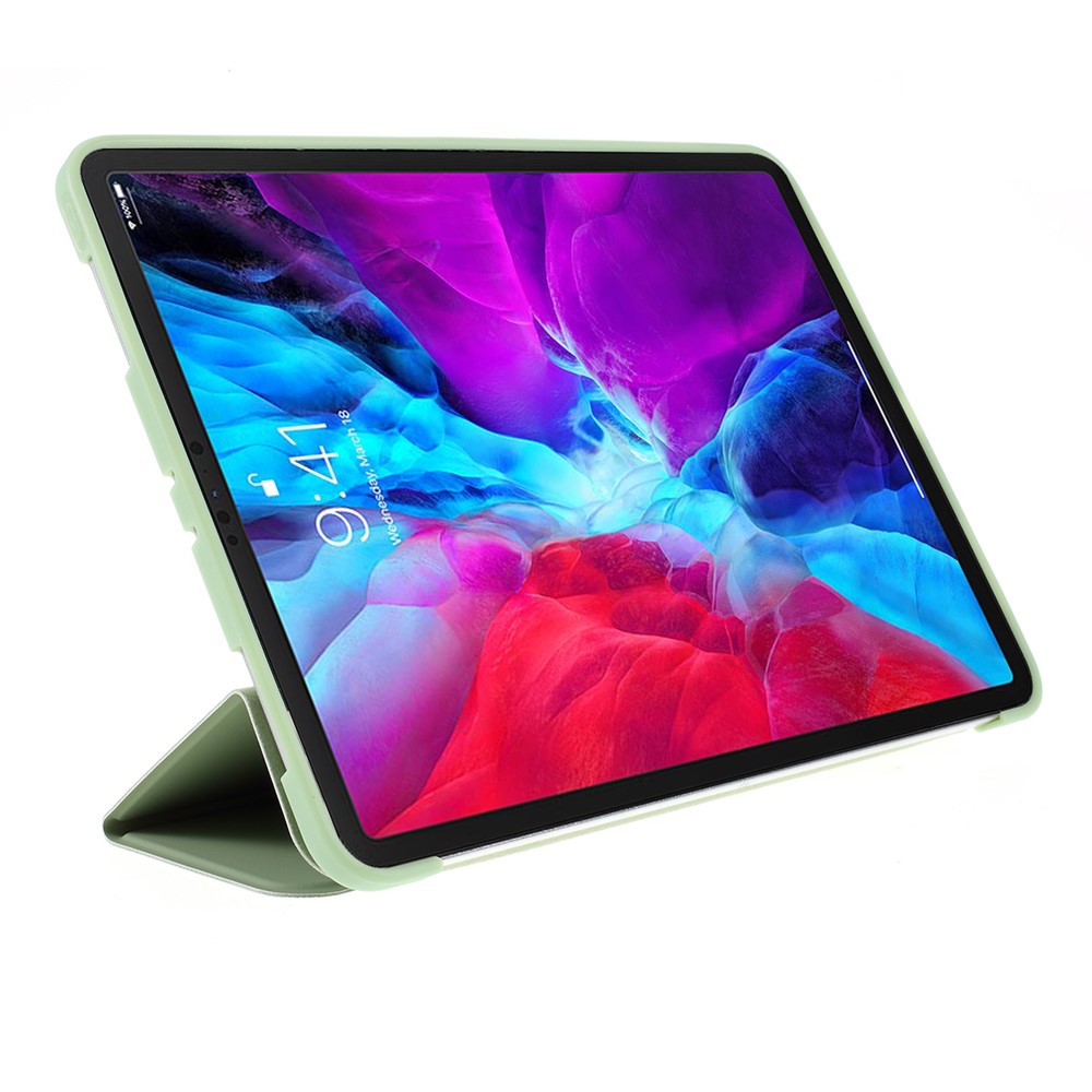 Tri-fold PU Leather + TPU Tablet Phone Shell for iPad Pro 11-inch (2020)/(2018) - Light Green-5