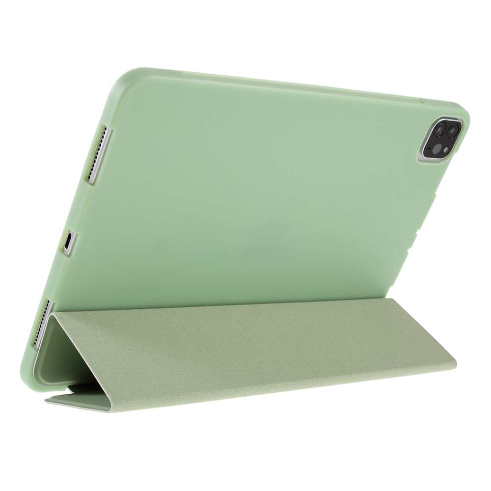 Tri-fold PU Leather + TPU Tablet Phone Shell for iPad Pro 11-inch (2020)/(2018) - Light Green-6