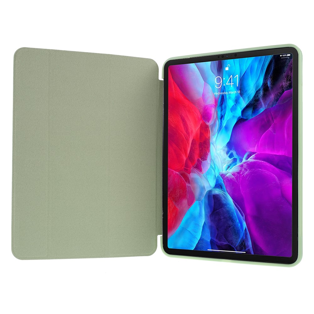 Tri-fold PU Leather + TPU Tablet Phone Shell for iPad Pro 11-inch (2020)/(2018) - Light Green-7