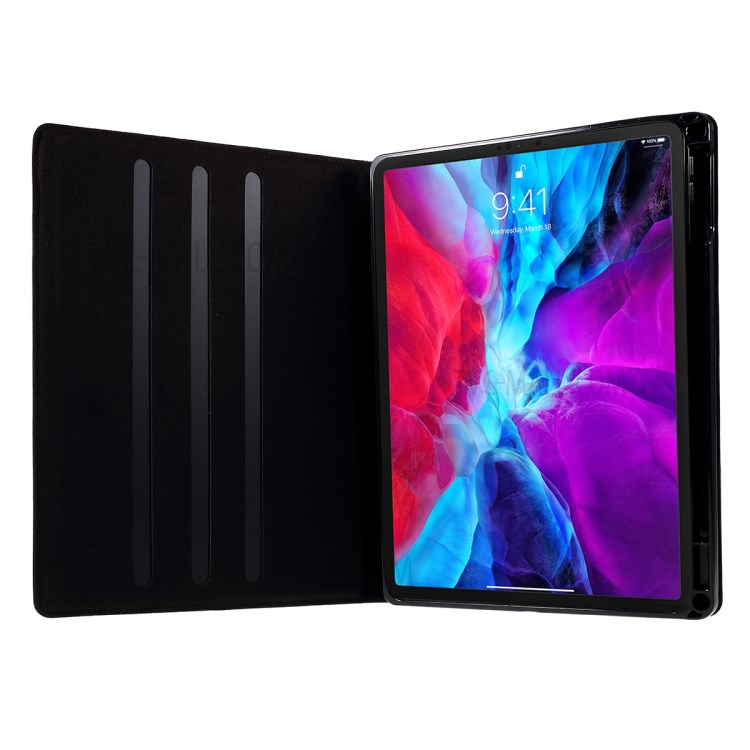 DOORMOON Genuine Leather Stand Tablet Cover with Pen Slot for iPad Pro 12.9-inch (2020)/(2018) - Black-10