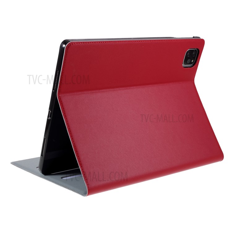 DOORMOON Genuine Leather Stand Tablet Case with Pen Slot for iPad Pro 11-inch (2020)/(2018) - Red-5