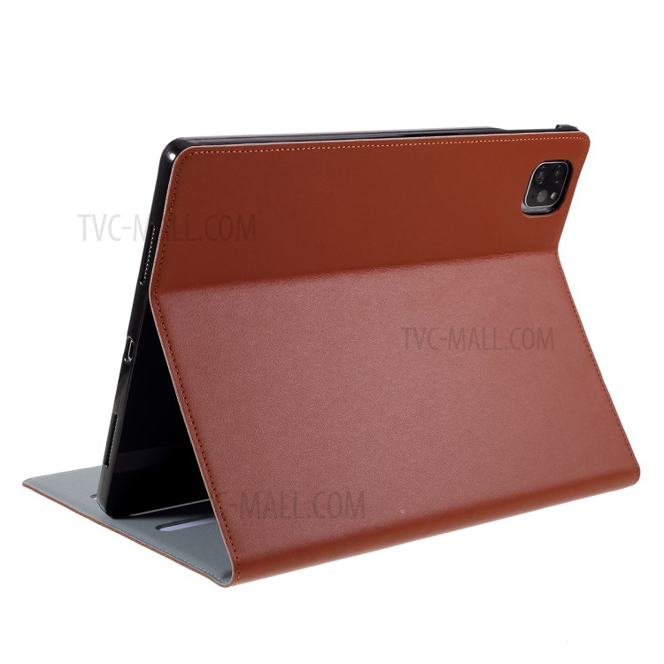 DOORMOON Genuine Leather Stand Tablet Case with Pen Slot for iPad Pro 11-inch (2020)/(2018) - Brown-5