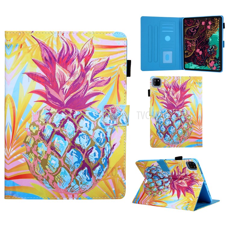 Pattern Printing Leather Card Holder Tablet Shell for iPad Pro 11-inch (2020)/(2018) - Pineapple-1