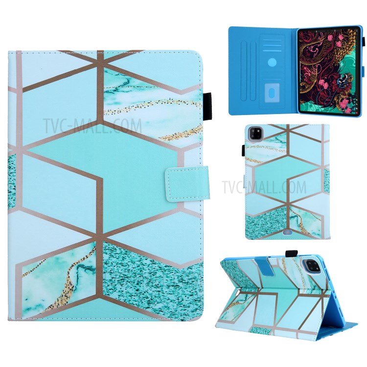 Pattern Printing Leather Card Holder Tablet Shell for iPad Pro 11-inch (2020)/(2018) - Stone Grain-1
