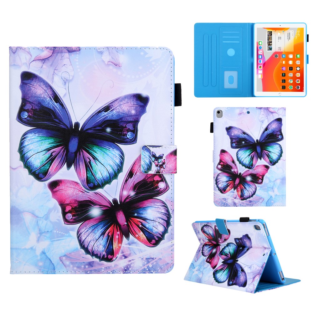 Pattern Printing Stand Card Slots Cubierta de Tableta Para Ipad 10.2 (2021)/(2020)/(2019)/aire 10.5 Pulgadas (2019) - Mariposa