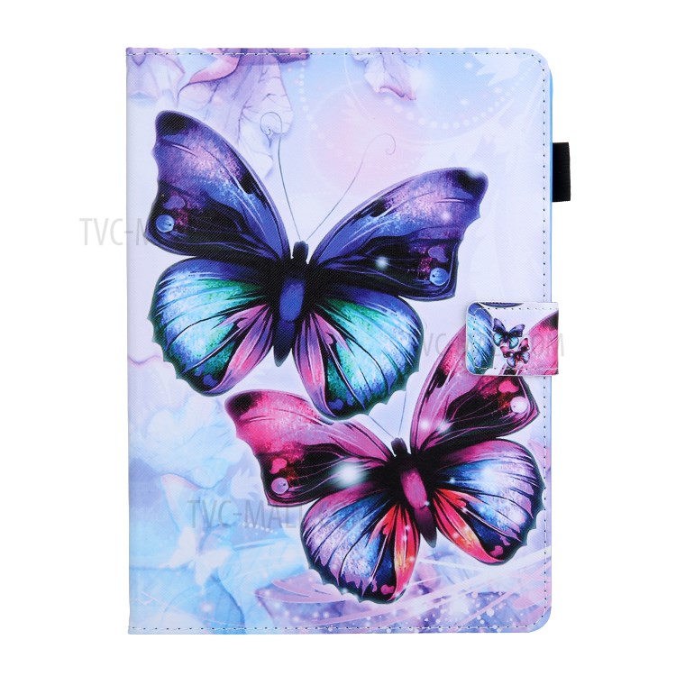 Pattern Printing Stand Card Holder Leather Case for iPad 9.7-inch (2018)/(2017)/Air 2/Air (2013) - Butterfly-2