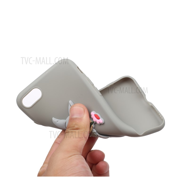Animal Doll Coated TPU Phone Case for iPhone 7/8/SE (2020) - Grey Rabbit-4