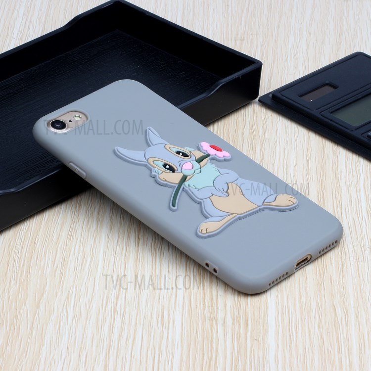 Animal Doll Coated TPU Phone Case for iPhone 7/8/SE (2020) - Grey Rabbit-5