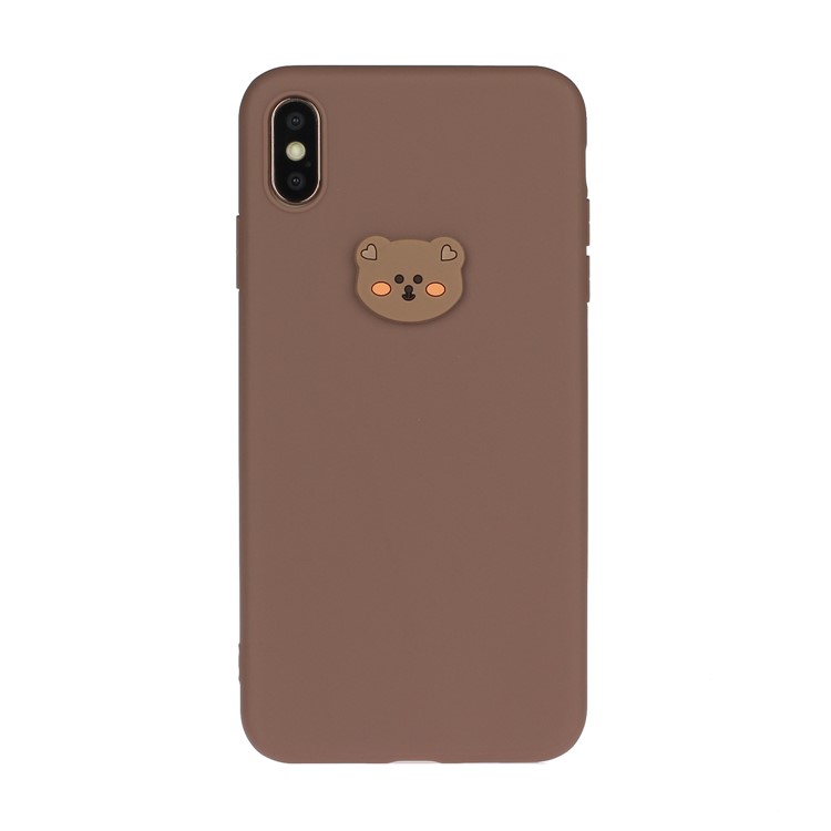 Estuche de Teléfono TPU Recubierto de Muñecas de Animales Para Apple Iphone Xs/x 5.8 Pulgadas - Cabeza de Oso