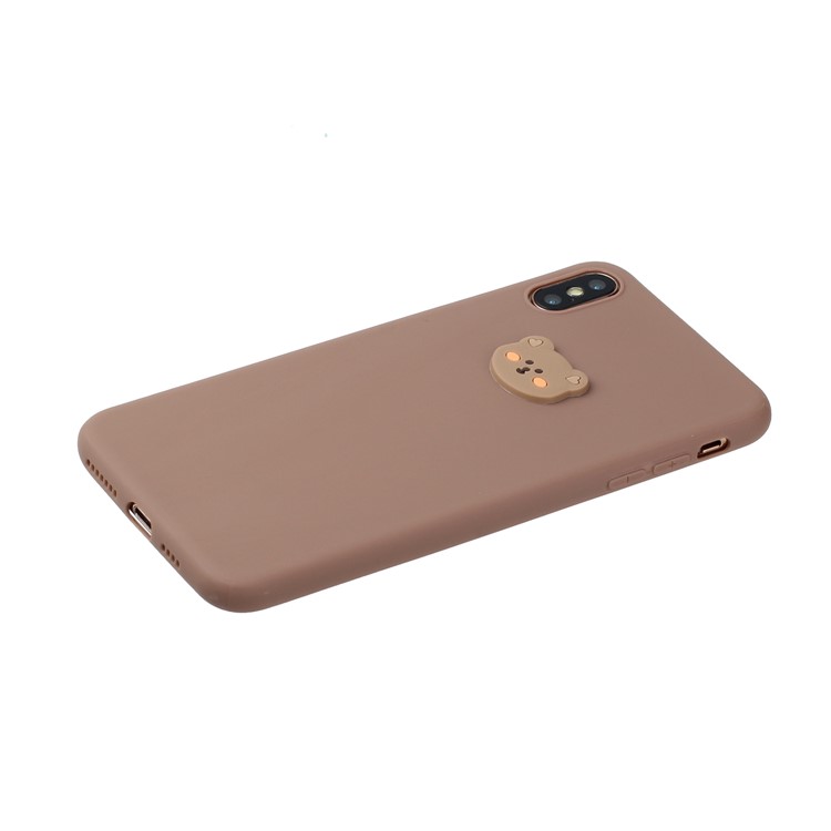 Capa de Telefone TPU Revestida Com Boneca de Animais Para Apple Iphone XS/X 5,8 Polegadas - Urso Cabeça