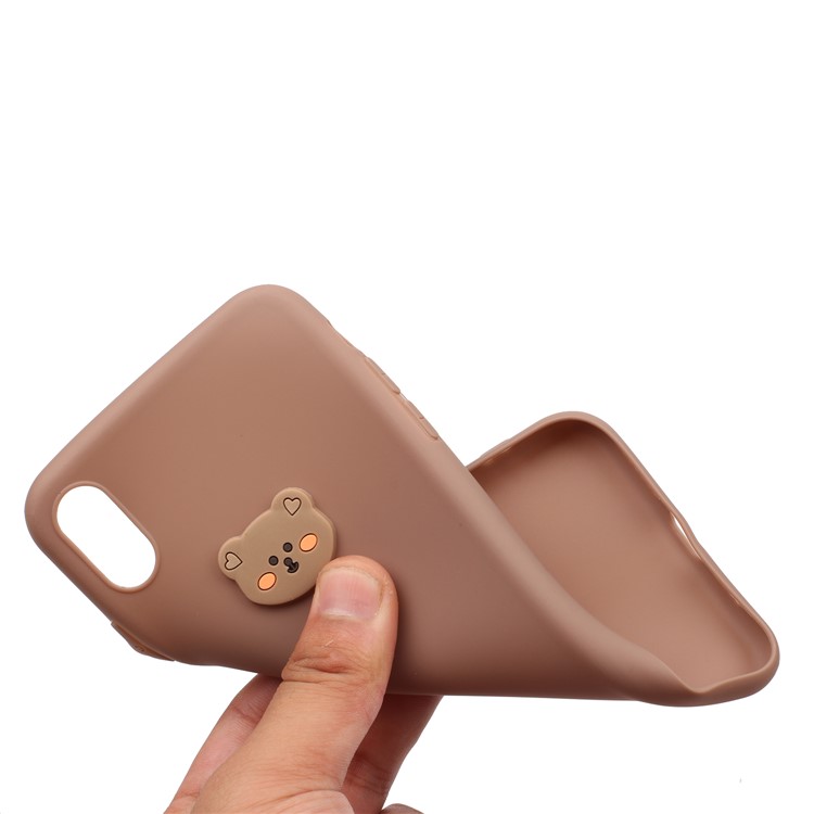 Estuche de Teléfono TPU Recubierto de Muñecas de Animales Para Apple Iphone Xs/x 5.8 Pulgadas - Cabeza de Oso