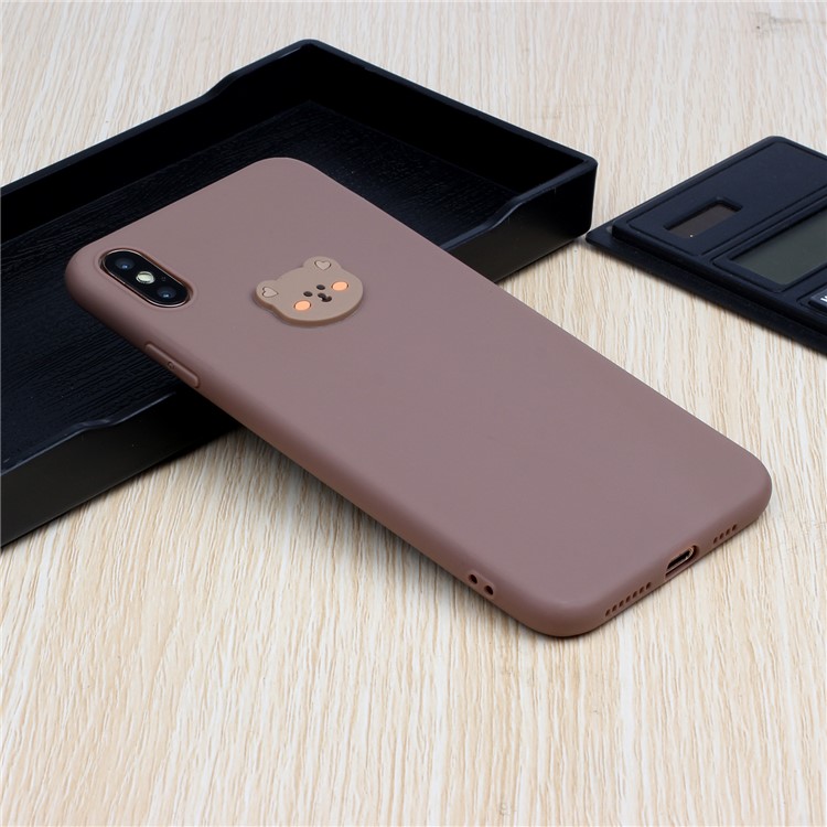 Estuche de Teléfono TPU Recubierto de Muñecas de Animales Para Apple Iphone Xs/x 5.8 Pulgadas - Cabeza de Oso