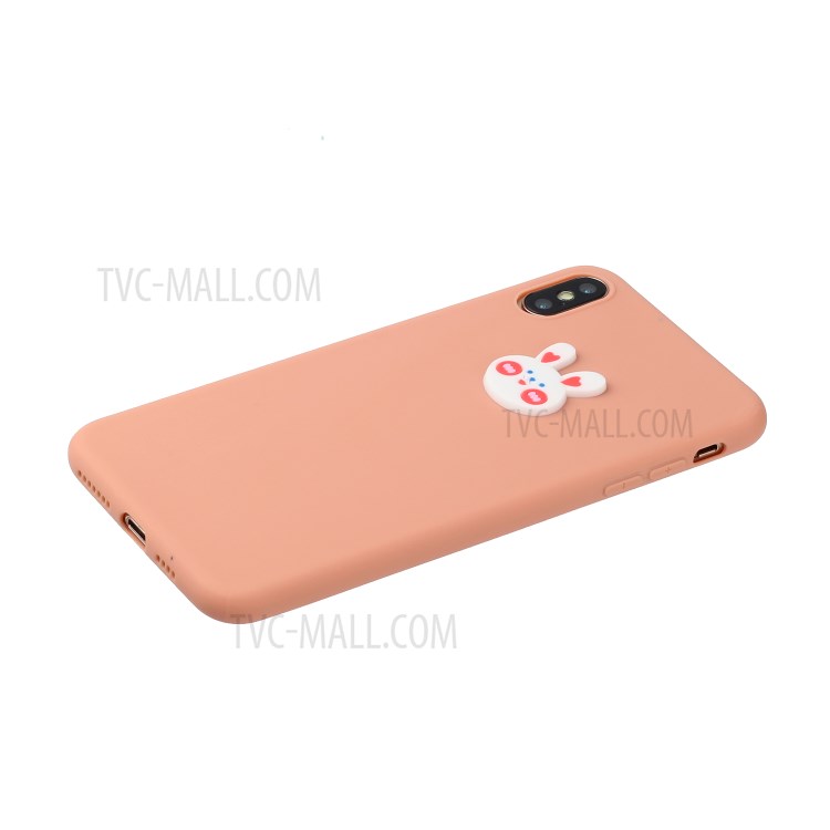 Capa de Telefone TPU Revestida Com Boneca de Animais Para Apple Iphone XS/X 5,8 Polegadas - Cabeça de Coelho-2