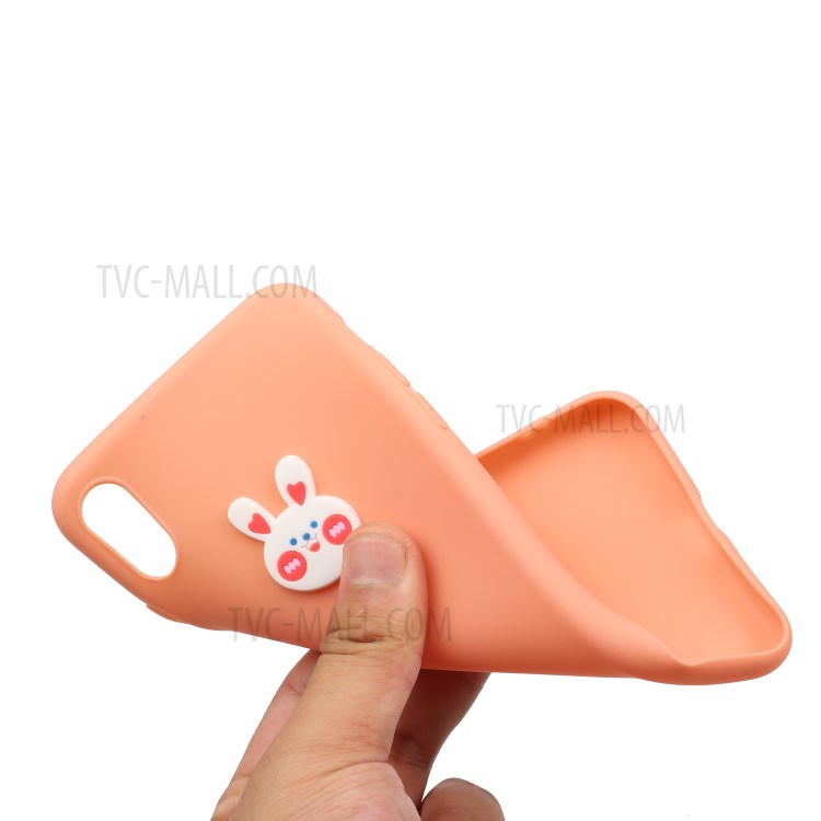 Capa de Telefone TPU Revestida Com Boneca de Animais Para Apple Iphone XS/X 5,8 Polegadas - Cabeça de Coelho-4