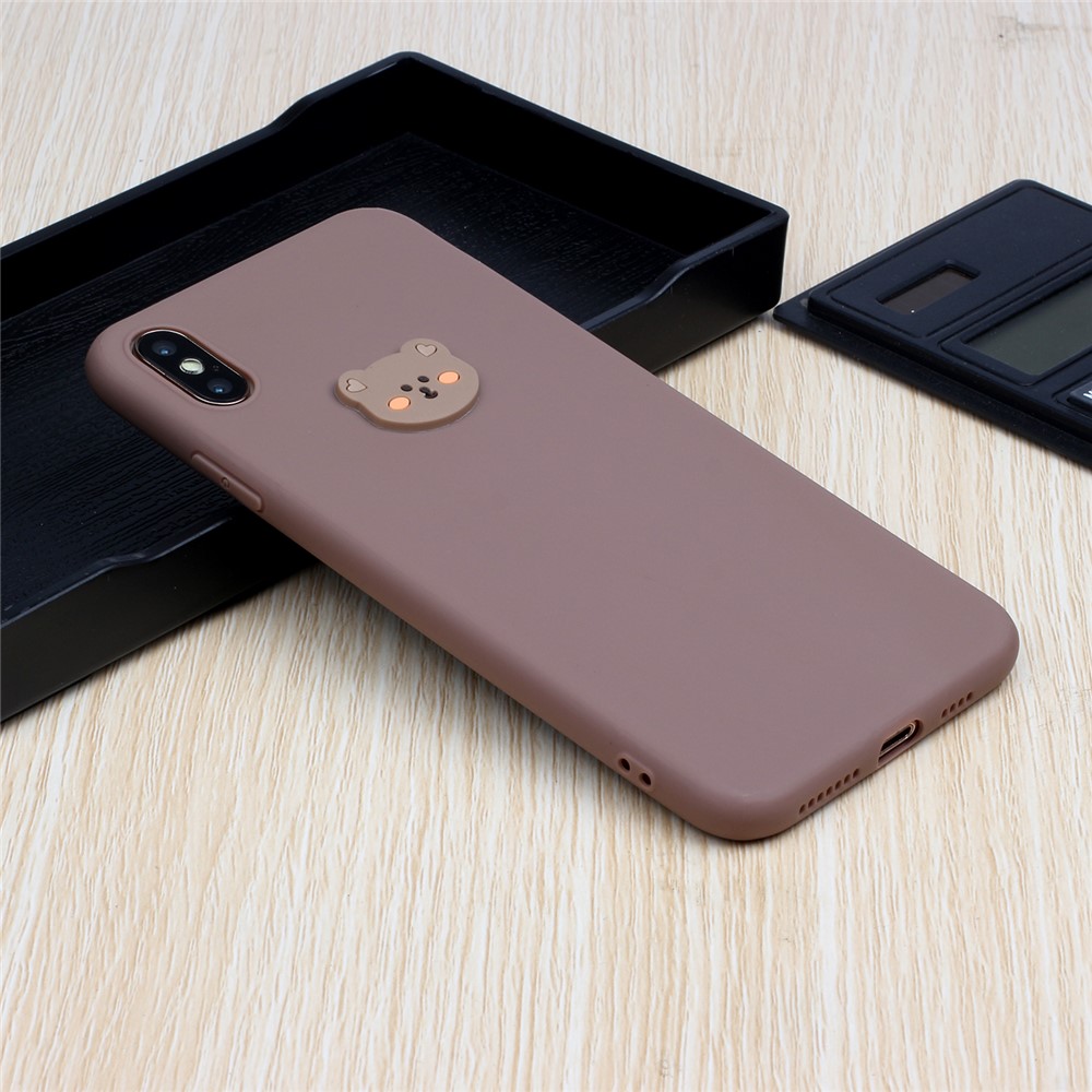 Animal Logo Decor TPU Stylish Cover for iPhone XS Max 6.5 inch - Bear Head-5