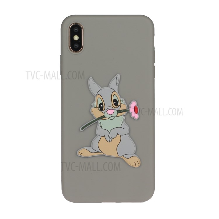 Animal Logo Decor TPU Stylish Cover for iPhone XS Max 6.5 inch - Grey Rabbit-1
