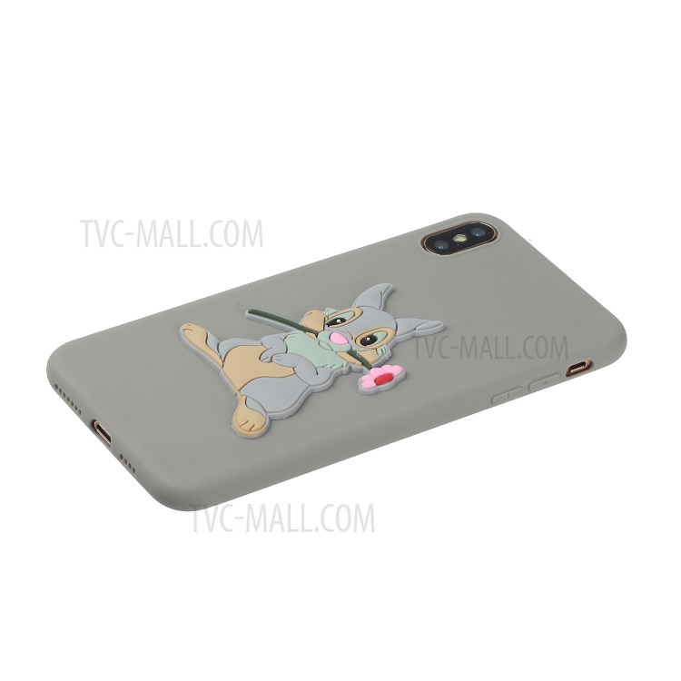 Animal Logo Decor TPU Stylish Cover for iPhone XS Max 6.5 inch - Grey Rabbit-2