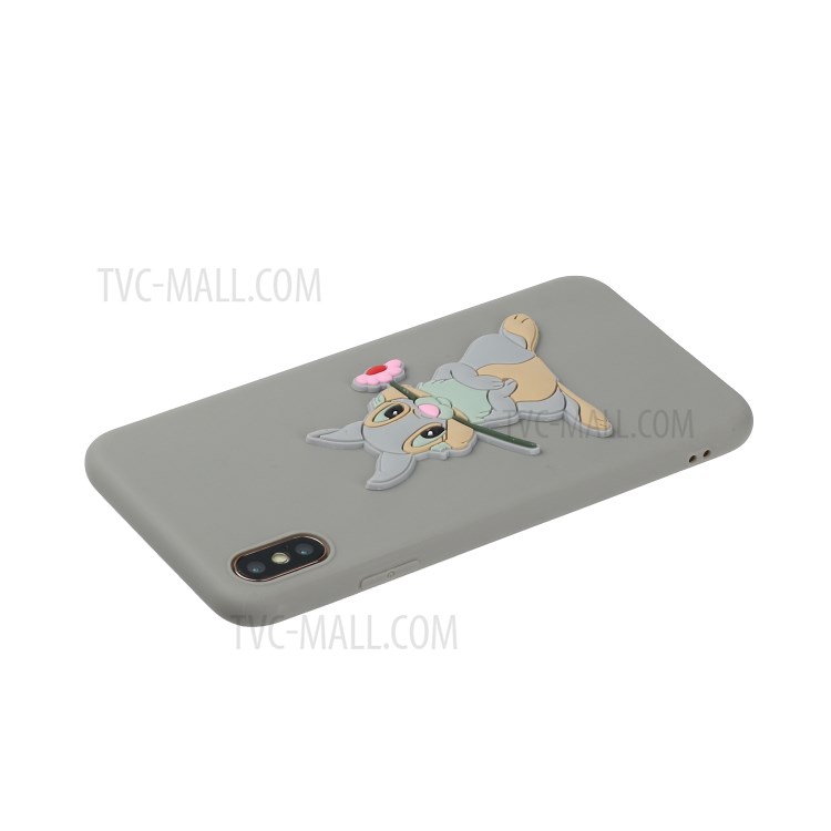 Animal Logo Decor TPU Stylish Cover for iPhone XS Max 6.5 inch - Grey Rabbit-3